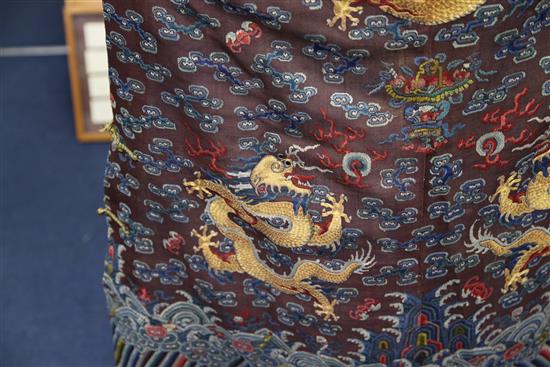 A Chinese Imperial silk gauze and metal thread nine dragon summer robe, late 19th / early 20th century,